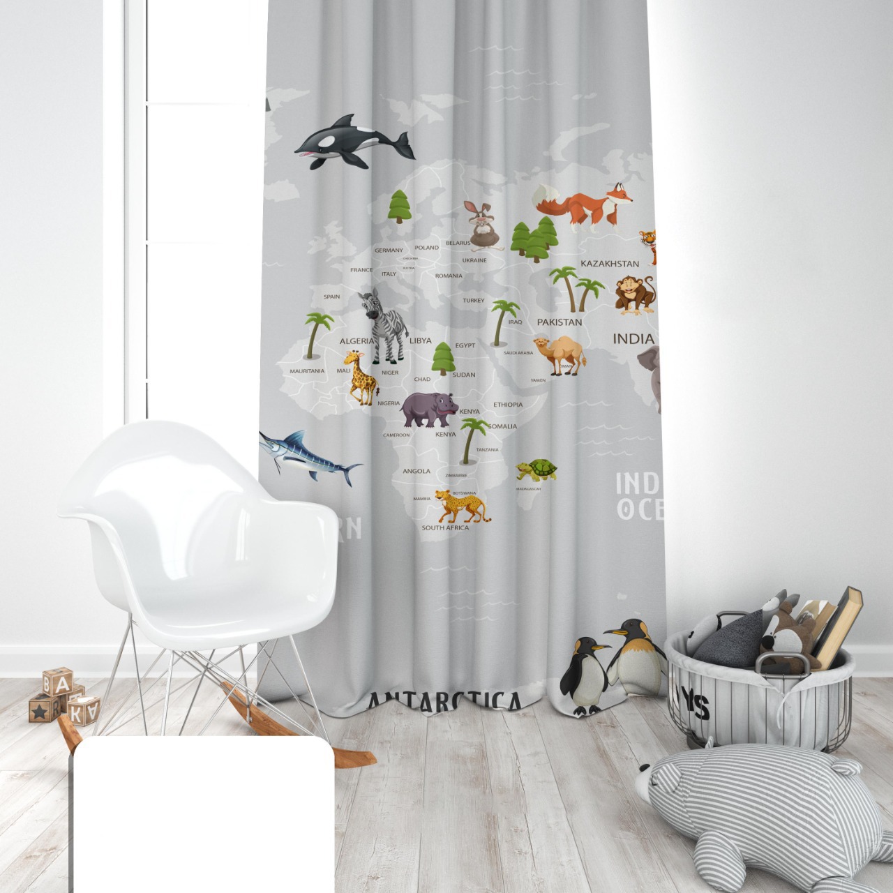 ستارة اطفال مطبوعة رسومات حيوانات